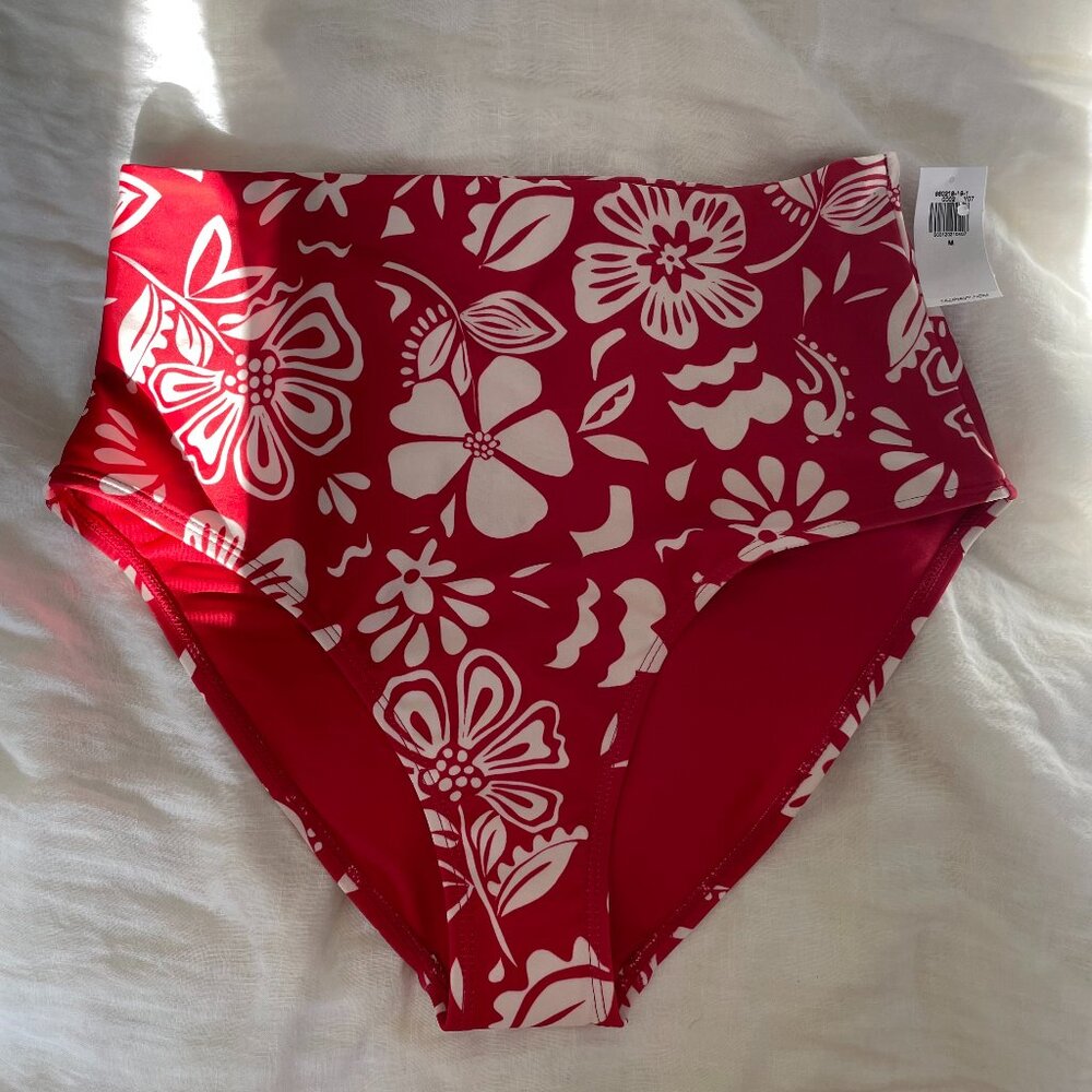 NWT Old Navy - High Waisted Swim Bottom With Hawaiian Flowers  Medium